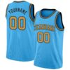 Custom Sky Blue Old Gold-Black Authentic Basketball Jersey