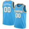Custom Sky Blue White-Old Gold Authentic Basketball Jersey