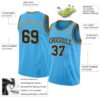 Custom Sky Blue Black-Old Gold Authentic Basketball Jersey