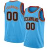 Custom Sky Blue Black-Orange Authentic Basketball Jersey