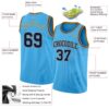 Custom Sky Blue Navy-Old Gold Authentic Basketball Jersey