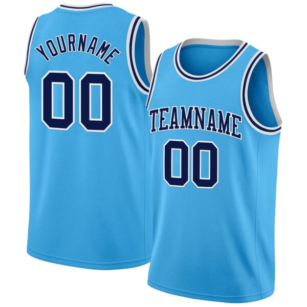 Custom Sky Blue Navy-White Authentic Basketball Jersey