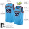 Custom Sky Blue Navy-Orange Authentic Basketball Jersey
