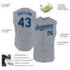 Custom Gray Navy-Teal Authentic Sleeveless Baseball Jersey