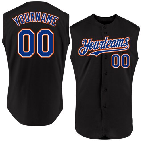 Sleeveless0059 Custom Black Royal-Orange Authentic Sleeveless Baseball Jersey