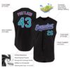 Custom Black Teal-Purple Authentic Sleeveless Baseball Jersey