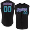 Custom Black Teal-Purple Authentic Sleeveless Baseball Jersey