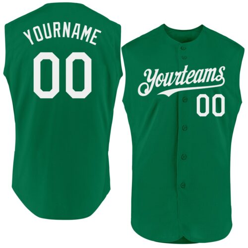 Sleeveless0186 Custom Kelly Green White Authentic Sleeveless Baseball Jersey