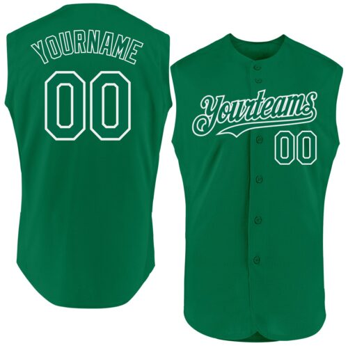 Sleeveless0187 Custom Kelly Green White Authentic Sleeveless Baseball Jersey