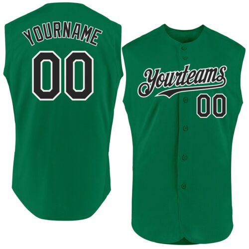 Sleeveless0196 Custom Kelly Green Black-White Authentic Sleeveless Baseball Jersey