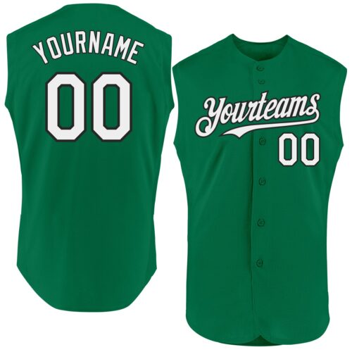 Sleeveless0197 Custom Kelly Green White-Black Authentic Sleeveless Baseball Jersey