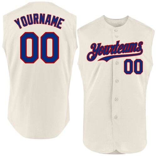 Sleeveless0209 Custom Cream Royal-Red Authentic Sleeveless Baseball Jersey