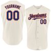 Custom Cream Royal-Orange Authentic Sleeveless Baseball Jersey