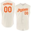 Custom Cream Orange Authentic Sleeveless Baseball Jersey