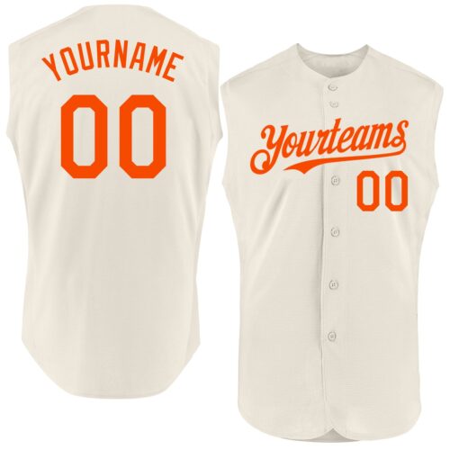 Sleeveless0214 Custom Cream Orange Authentic Sleeveless Baseball Jersey