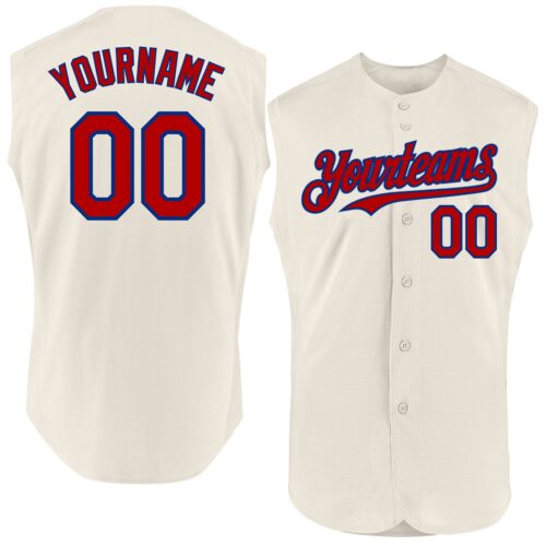 Sleeveless0232 Custom Cream Red-Royal Authentic Sleeveless Baseball Jersey