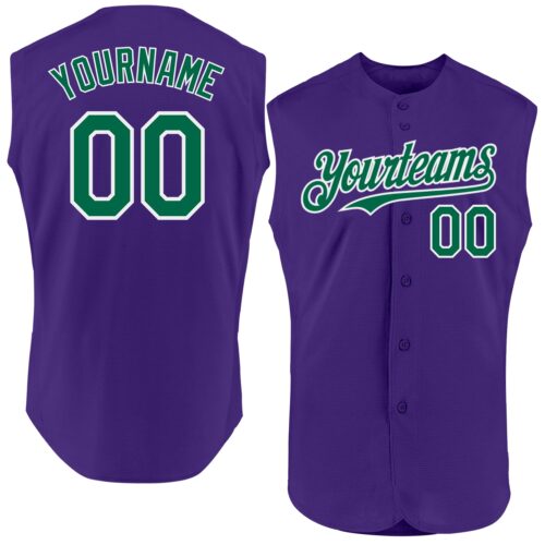Sleeveless0254 Custom Purple Kelly Green-White Authentic Sleeveless Baseball Jersey