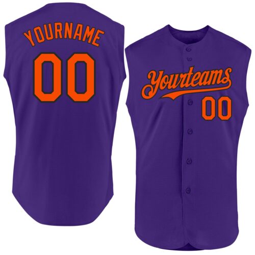 Sleeveless0262 Custom Purple Orange-Black Authentic Sleeveless Baseball Jersey