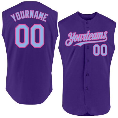 Sleeveless0265 Custom Purple Light Blue-Pink Authentic Sleeveless Baseball Jersey