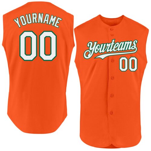 Sleeveless0277 Custom Orange White-Kelly Green Authentic Sleeveless Baseball Jersey