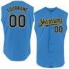 Custom Powder Blue Navy-Gold Authentic Sleeveless Baseball Jersey