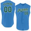 Custom Powder Blue Green-White Authentic Sleeveless Baseball Jersey