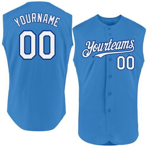 Sleeveless0300 Custom Powder Blue White-Royal Authentic Sleeveless Baseball Jersey