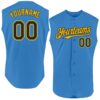 Custom Powder Blue Black-Gold Authentic Sleeveless Baseball Jersey