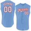 Custom Light Blue White-Red Authentic Sleeveless Baseball Jersey