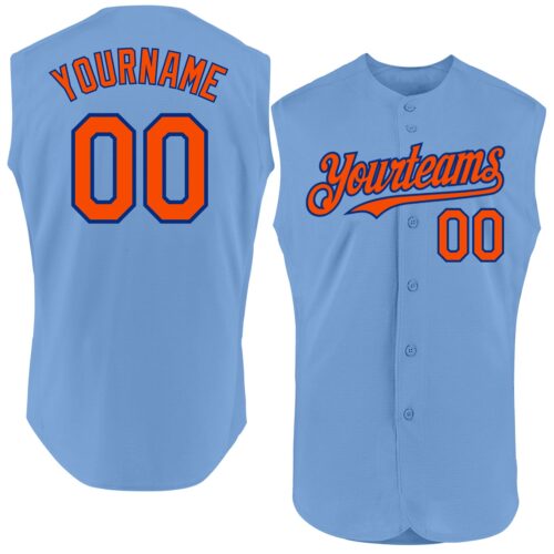 Sleeveless0317 Custom Light Blue Orange-Royal Authentic Sleeveless Baseball Jersey