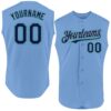 Custom Light Blue Navy Gray-Teal Authentic Sleeveless Baseball Jersey