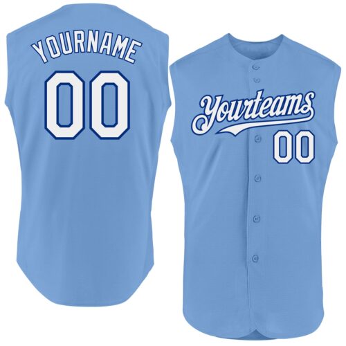 Sleeveless0333 Custom Light Blue White-Royal Authentic Sleeveless Baseball Jersey
