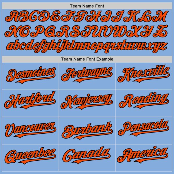 Custom Light Blue Black-Orange Authentic Sleeveless Baseball Jersey