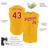 Custom Gold Red-White Authentic Sleeveless Baseball Jersey