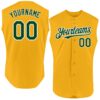 Custom Gold Green-White Authentic Sleeveless Baseball Jersey