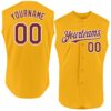 Custom Gold Burgundy-White Authentic Sleeveless Baseball Jersey