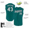 Custom Teal White-Black Authentic Sleeveless Baseball Jersey