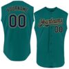 Custom Teal Navy-Old Gold Authentic Sleeveless Baseball Jersey