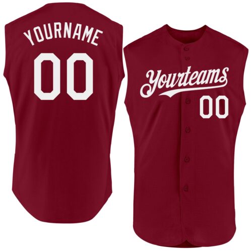 Sleeveless0416 Custom Crimson White Authentic Sleeveless Baseball Jersey