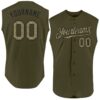 Custom Olive Camo-Black Authentic Sleeveless Salute To Service Baseball Jersey