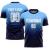 Custom Light Blue White-Navy Sublimation Fade Fashion Soccer Uniform Jersey