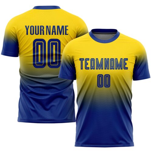 Soccer0026 Custom Gold Royal Sublimation Fade Fashion Soccer Uniform Jersey
