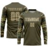 Custom Olive Vegas Gold-Camo Sublimation Salute To Service Soccer Uniform Jersey
