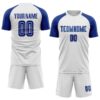Custom White Royal Sublimation Soccer Uniform Jersey