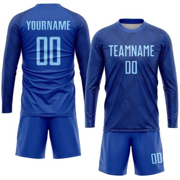 Custom Royal Light Blue Sublimation Soccer Uniform Jersey