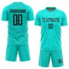 Custom Aqua Black Sublimation Soccer Uniform Jersey
