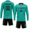 Custom Teal Black Sublimation Soccer Uniform Jersey