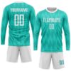 Custom Aqua White Sublimation Soccer Uniform Jersey