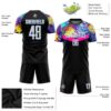 Custom Black White-Light Blue Sublimation Soccer Uniform Jersey
