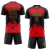 Custom Black Red-Gold Sublimation Soccer Uniform Jersey